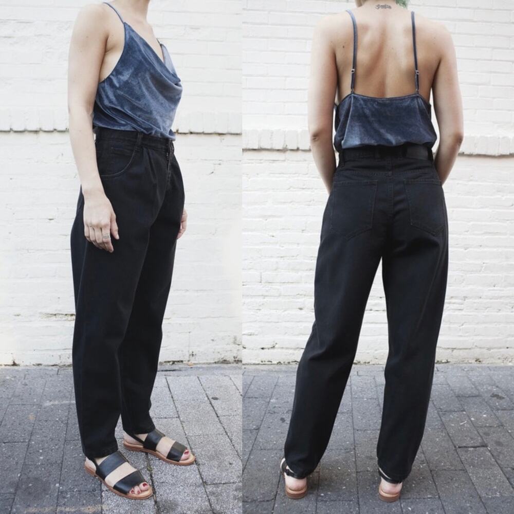 OAK Pleated Baggy High-Rise Jeans Black Size 29